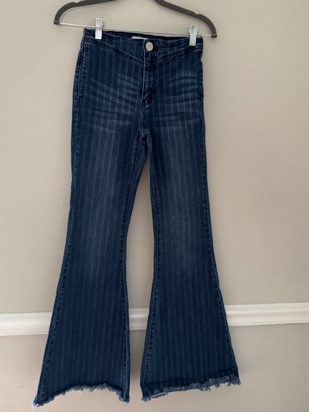 UNIQ by Litz Dark Wash Pinstripe Flare Boot Cut Jeans